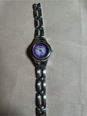 Fossil Silver Bracelet Watch with Purple Dial